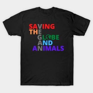 Vegan Rainbow Saving The Globe And Animals T-Shirt